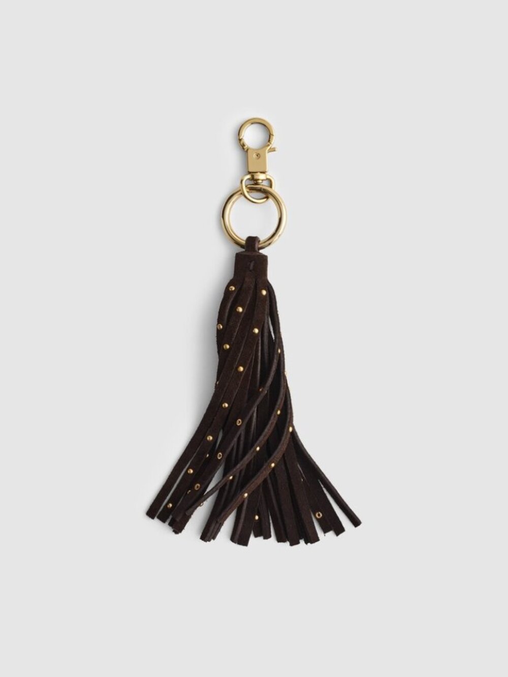 NWT Madewell Suede Studded Tassel Bag Charm (Dark Carob)